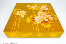 Square jam box with hand painted lotus 26*H6cm 